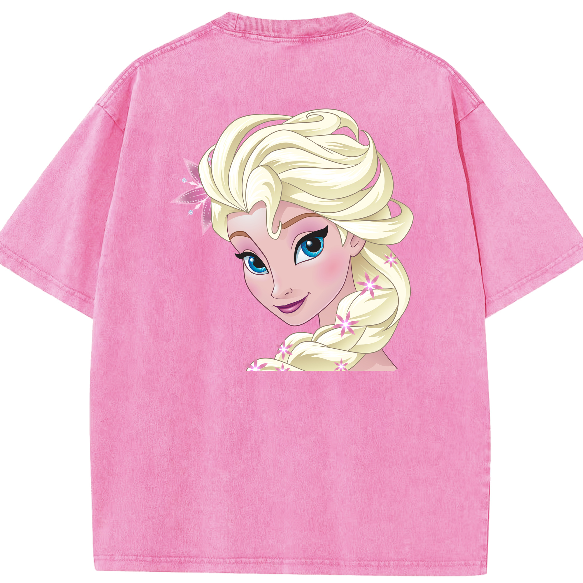 （画像用） アナと雪の女王 アンナ エルサ Frozen Anna Elsa 綿100% ヴィンテージ風 半袖Tシャツ（背面プリント）